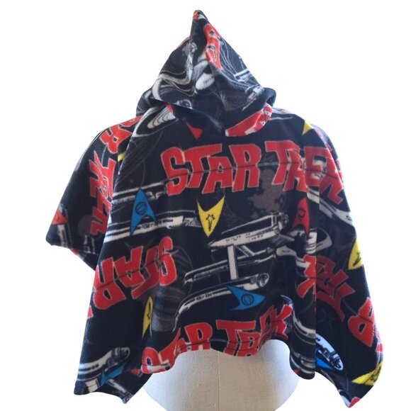 Star Trek Kids Handmade Fleece Hooded Poncho Starship Enterprise Logo - Picture 2 of 10